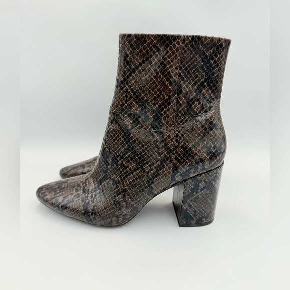 ZARA ANIMAL EMBOSSED WIDE HEELED ANKLE BOOTS 37/6.5 - Picture 3 of 8